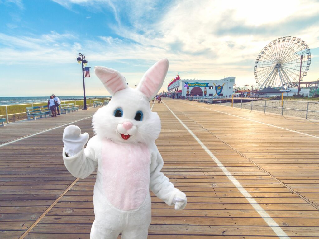 Easter Bunny on the Ocean City boardwalk in New Jersey.
